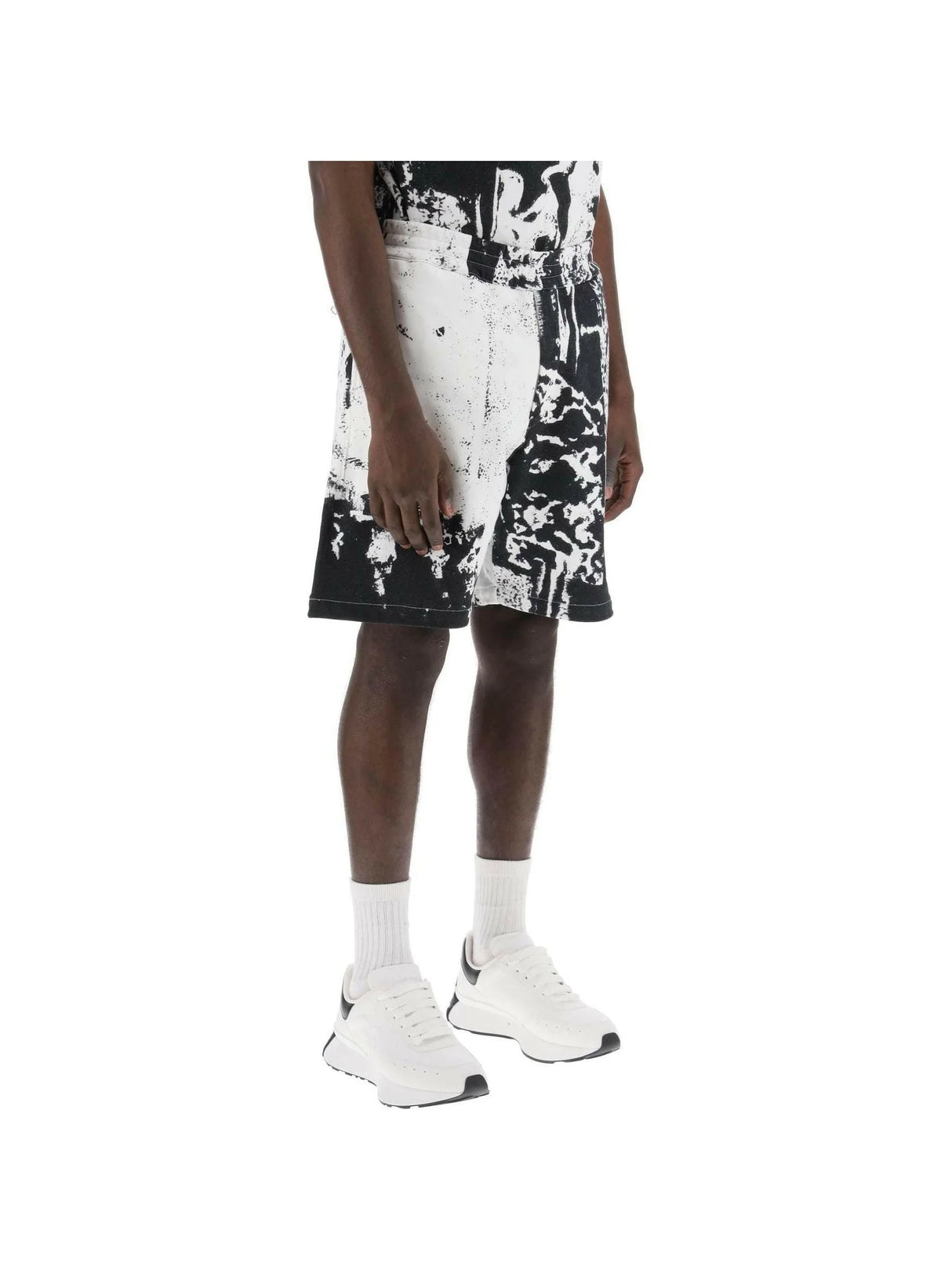 ALEXANDER MCQUEEN-Fold Print Sweat Shorts-JOHN JULIA