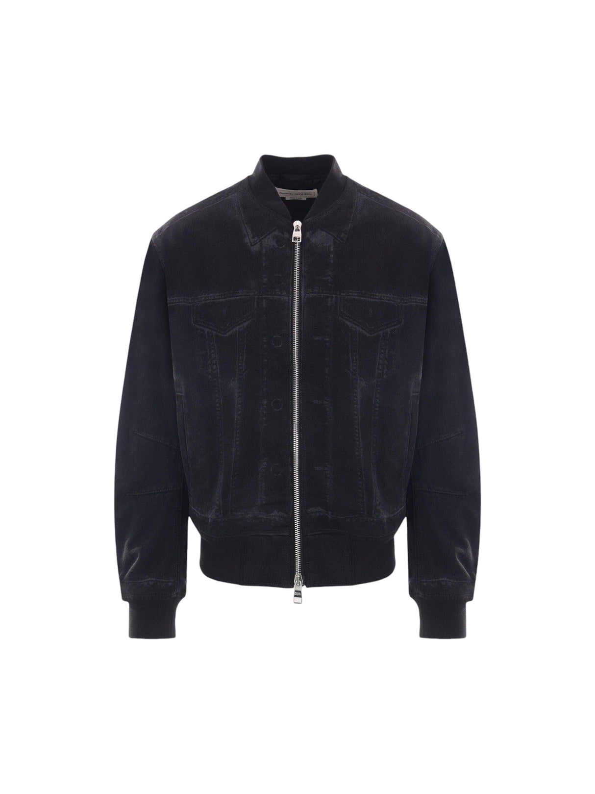 Ghostwash Denim Bomber Jacket-ALEXANDER MCQUEEN-JOHN JULIA