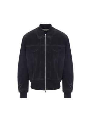 Ghostwash Denim Bomber Jacket-ALEXANDER MCQUEEN-JOHN JULIA