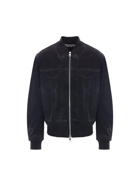 Ghostwash Denim Bomber Jacket-ALEXANDER MCQUEEN-JOHN JULIA