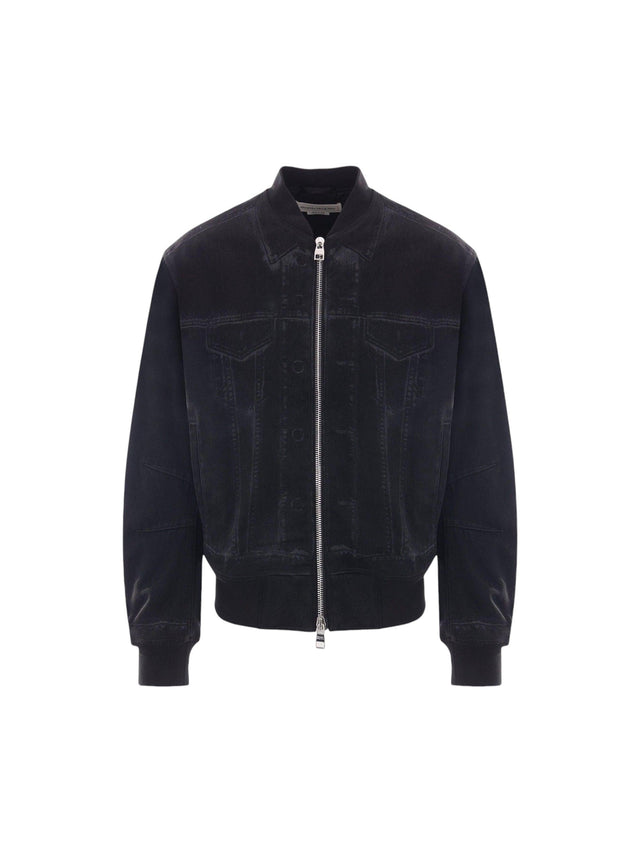 Ghostwash Denim Bomber Jacket-ALEXANDER MCQUEEN-JOHN JULIA