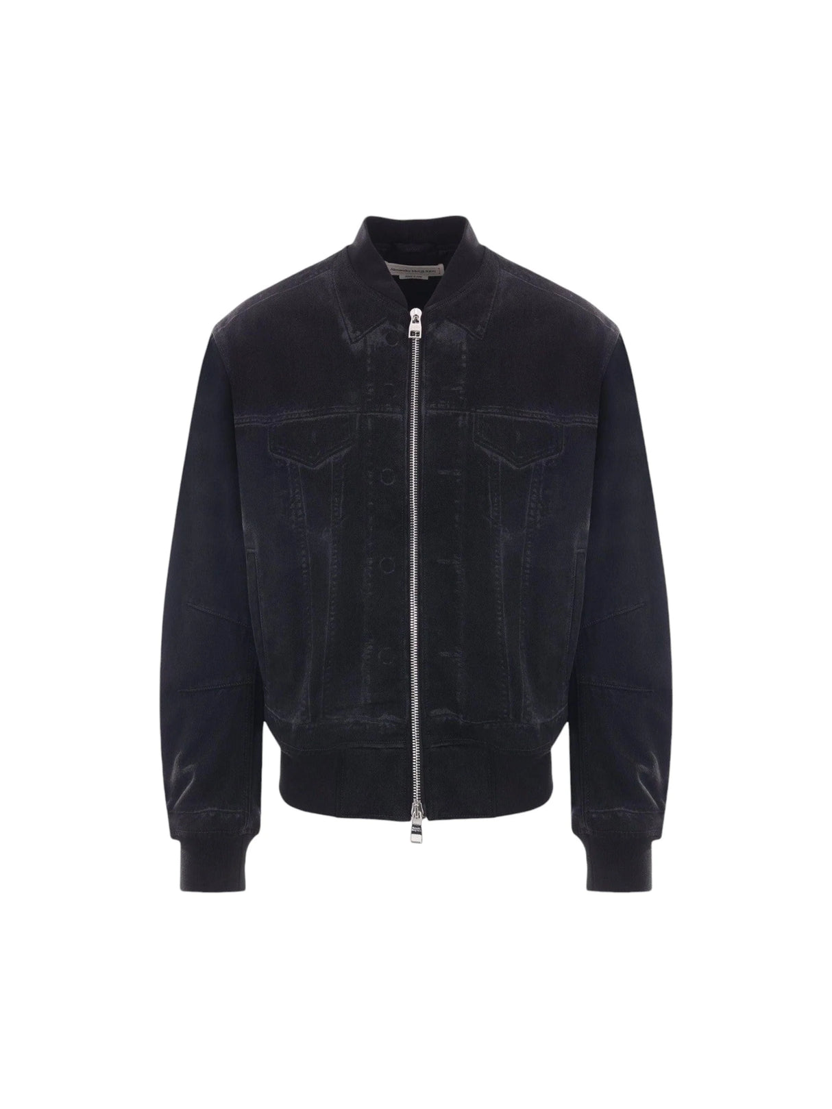 Ghostwash Denim Bomber Jacket-ALEXANDER MCQUEEN-JOHN JULIA