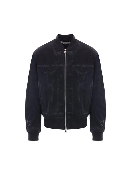 Ghostwash Denim Bomber Jacket-ALEXANDER MCQUEEN-JOHN JULIA