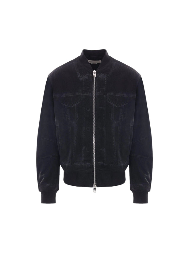 Ghostwash Denim Bomber Jacket-ALEXANDER MCQUEEN-JOHN JULIA