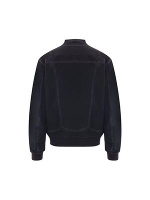 Ghostwash Denim Bomber Jacket-ALEXANDER MCQUEEN-JOHN JULIA