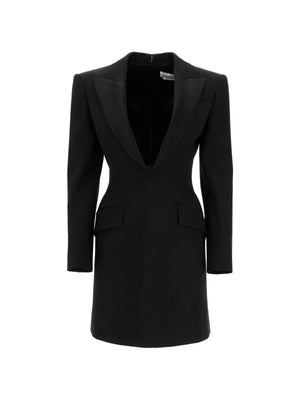 Jacket-Style Grain De Poudre Dress-Alexander McQueen-JOHN JULIA