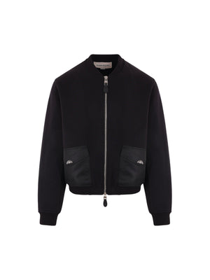 Jersey and Nylon Bomber Jacket-ALEXANDER MCQUEEN-JOHN JULIA