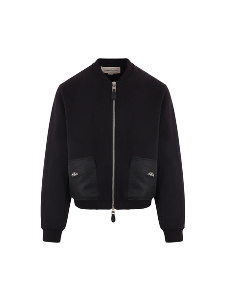 Jersey and Nylon Bomber Jacket-ALEXANDER MCQUEEN-JOHN JULIA