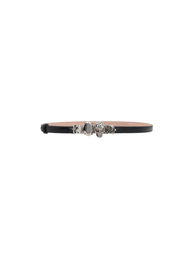 Knuckle Smooth Leather Thin Belt-ALEXANDER MCQUEEN-JOHN JULIA