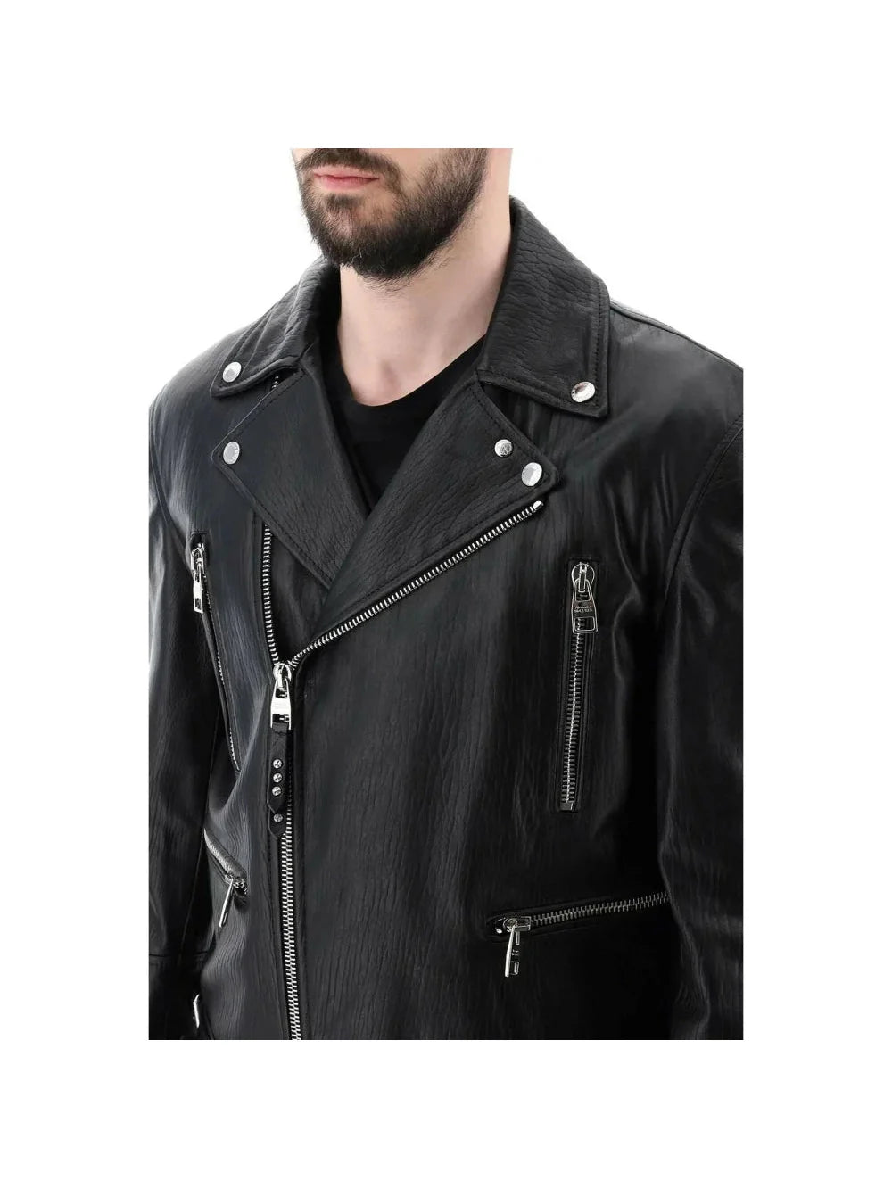 ALEXANDER MCQUEEN-Leather Biker Jacket-JOHN JULIA