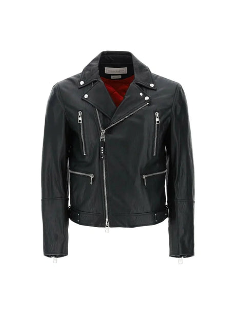 ALEXANDER MCQUEEN-Leather Biker Jacket-JOHN JULIA