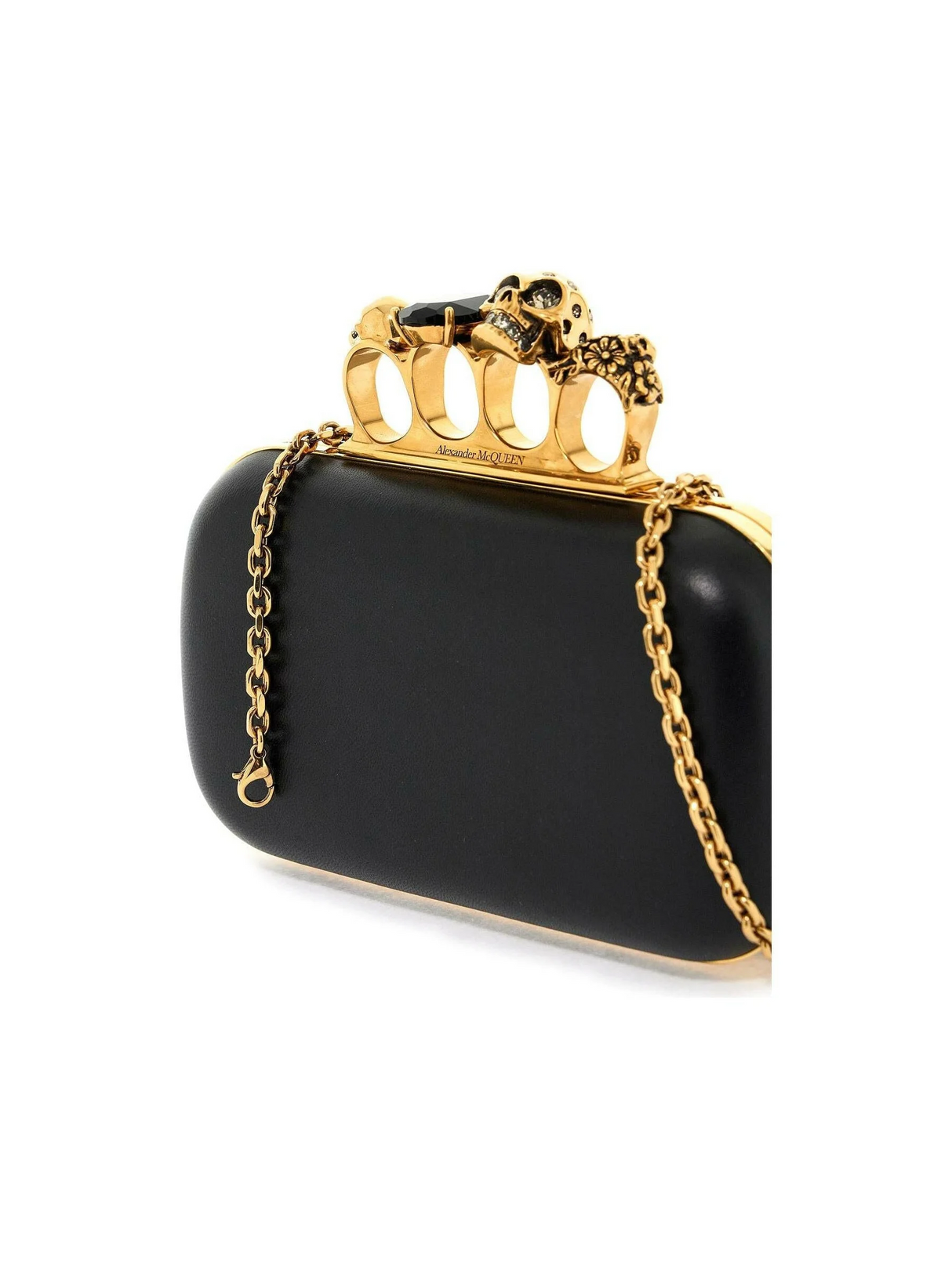 Leather Knuckle Chain Clutch.