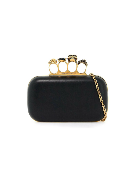 Leather Knuckle Chain Clutch.