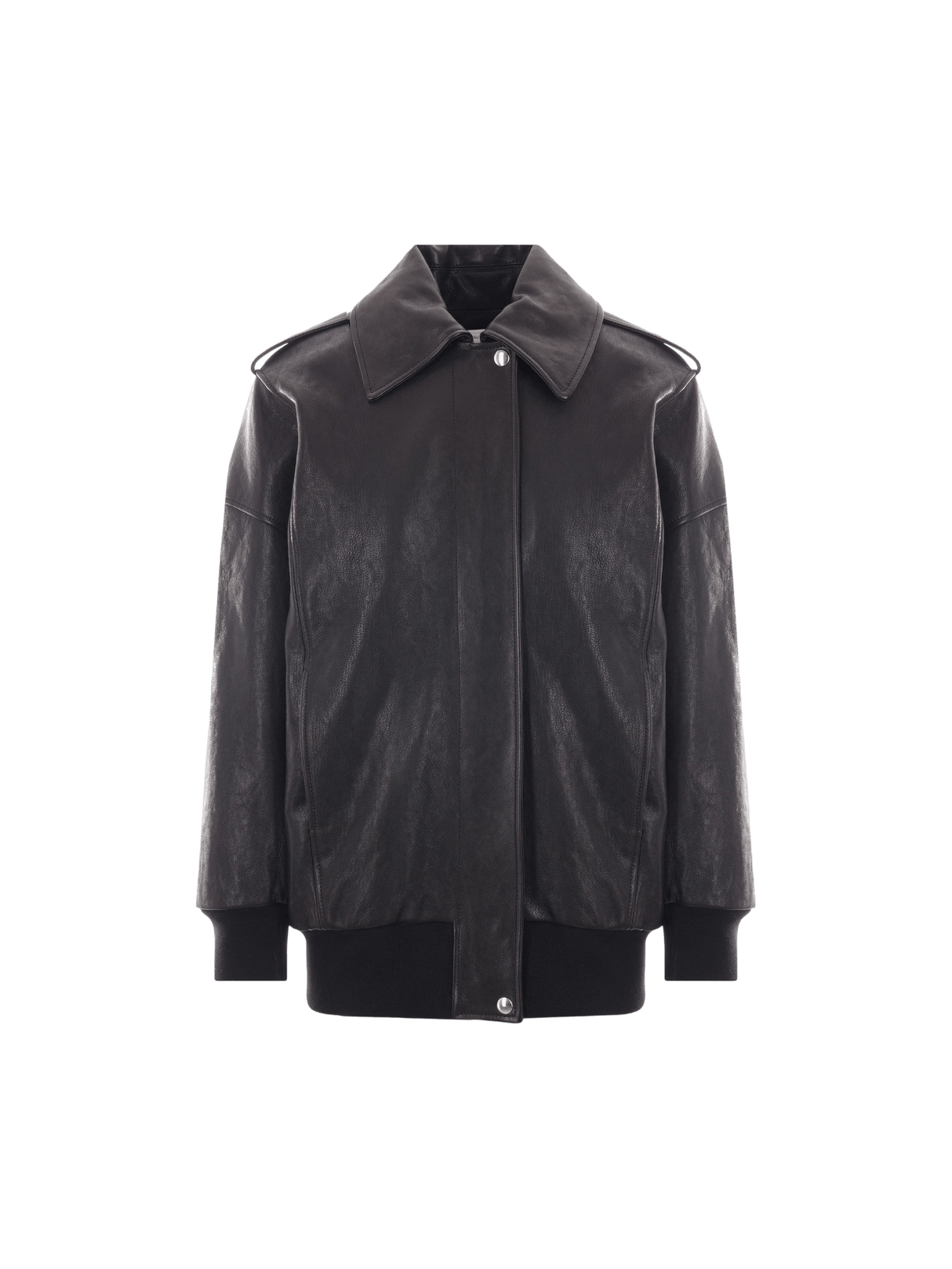 Leather Oversize Aviator Jacket-ALEXANDER MCQUEEN-JOHN JULIA