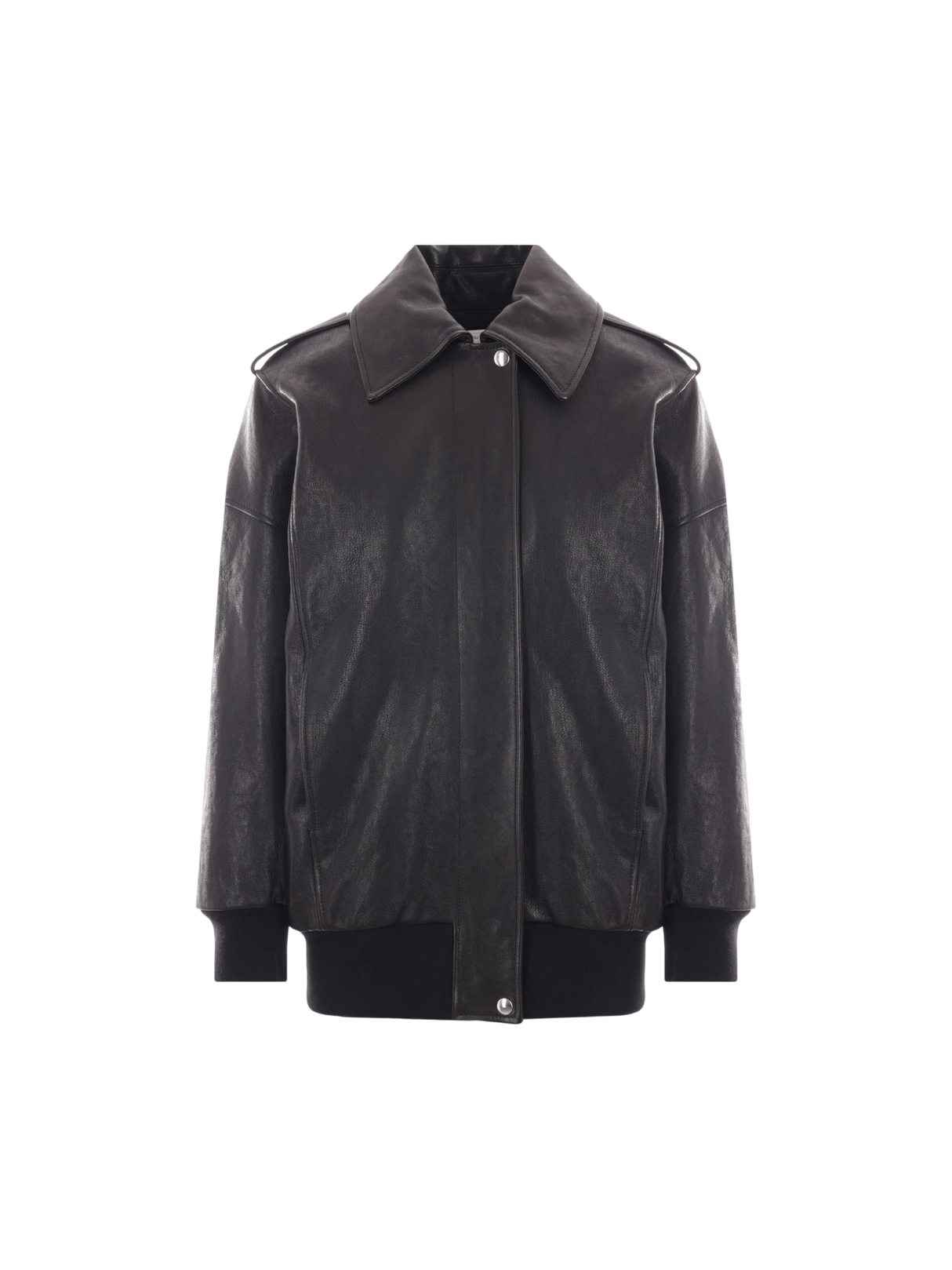 Leather Oversize Aviator Jacket-ALEXANDER MCQUEEN-JOHN JULIA