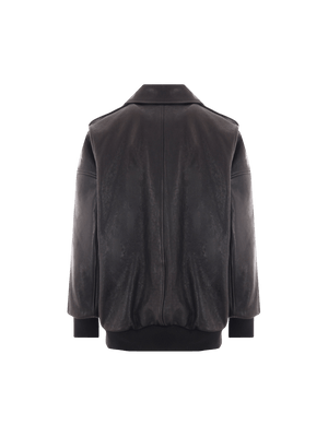 Leather Oversize Aviator Jacket-ALEXANDER MCQUEEN-JOHN JULIA