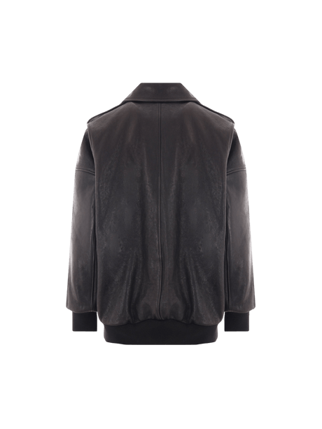 Leather Oversize Aviator Jacket-ALEXANDER MCQUEEN-JOHN JULIA