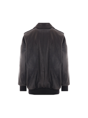 Leather Oversize Aviator Jacket-ALEXANDER MCQUEEN-JOHN JULIA