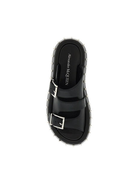 ALEXANDER MCQUEEN-Leather Punk Slides For Ed -JOHN JULIA.