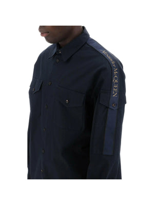 ALEXANDER MCQUEEN-Long-Sleeve Cotton Twill Button-Up Shirt-JOHN JULIA