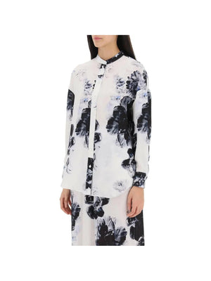 Orchid Maxi Shirt In Silk Crepe ALEXANDER MCQUEEN JOHN JULIA.