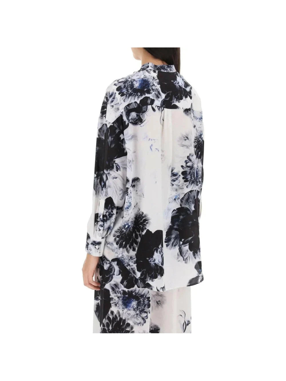 Orchid Maxi Shirt In Silk Crepe ALEXANDER MCQUEEN JOHN JULIA.