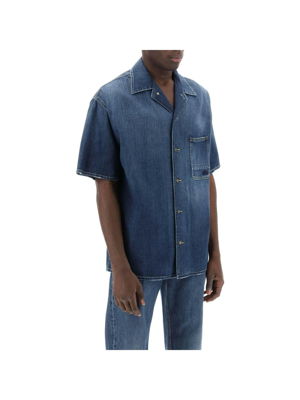 Organic Denim Short Sleeve Shirt ALEXANDER MCQUEEN JOHN JULIA.