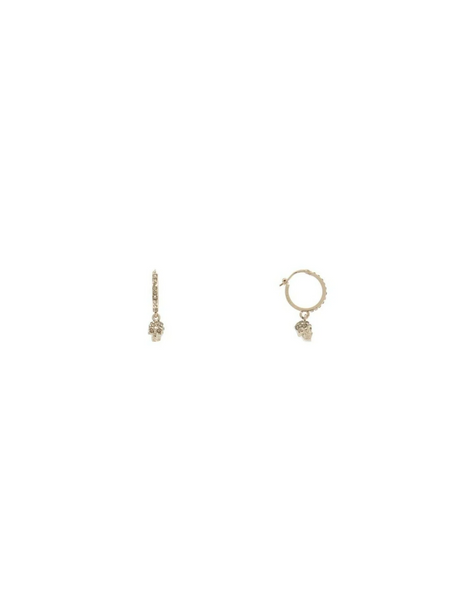 Pavé Crystal Skull Hoop Drop Earrings.