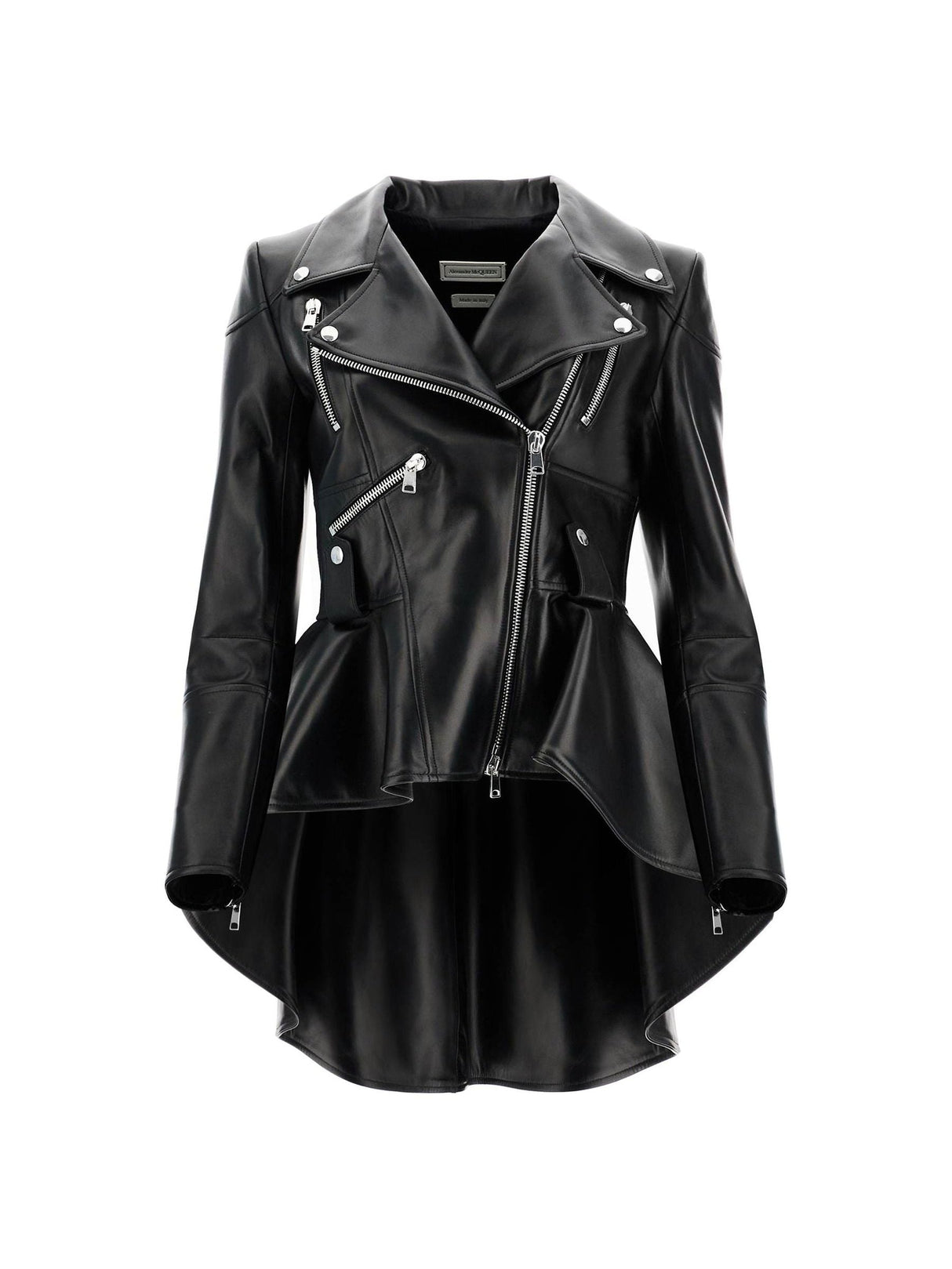 Peplum Leather Biker Jacket