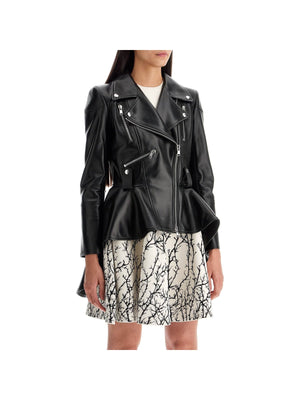 Peplum Leather Biker Jacket