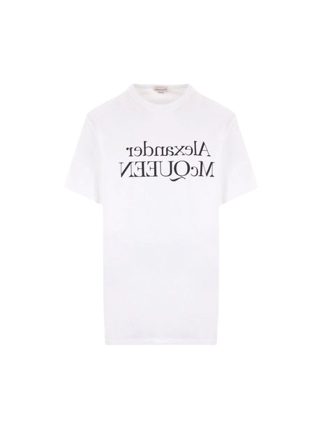 Reflected Logo Printed T-shirt-ALEXANDER MCQUEEN-JOHN JULIA