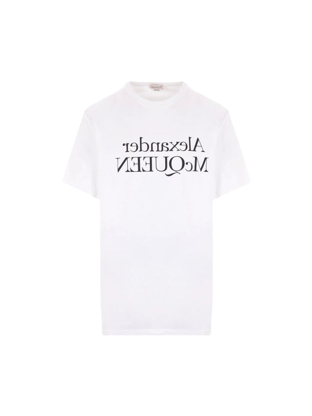 Reflected Logo Printed T-shirt-ALEXANDER MCQUEEN-JOHN JULIA