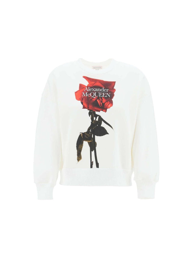 White Shadow Rose Cocoon Sleeve Sweatshirt ALEXANDER MCQUEEN JOHN JULIA.