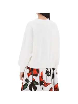 White Shadow Rose Cocoon Sleeve Sweatshirt ALEXANDER MCQUEEN JOHN JULIA.