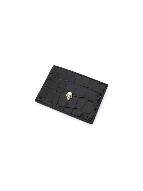 Skull Crocodile-Embossed Card Holder