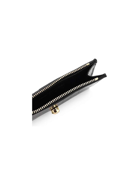 Skull Crocodile-Embossed Card Holder Pouch ALEXANDER MCQUEEN