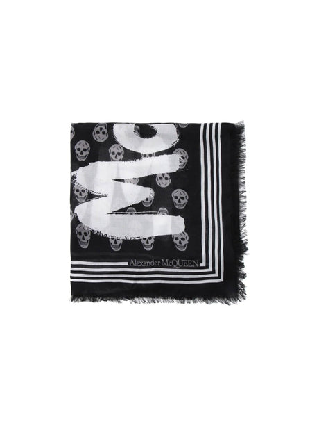 Skull Print Graffiti Modal Scarf - OS - Men > Accessories > Scarves hats and gloves > Scarves