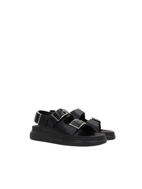 Smooth Leather Flat Sandals-ALEXANDER MCQUEEN-JOHN JULIA