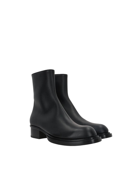 Stack Smooth Leather Cuban Boots-ALEXANDER MCQUEEN-JOHN JULIA