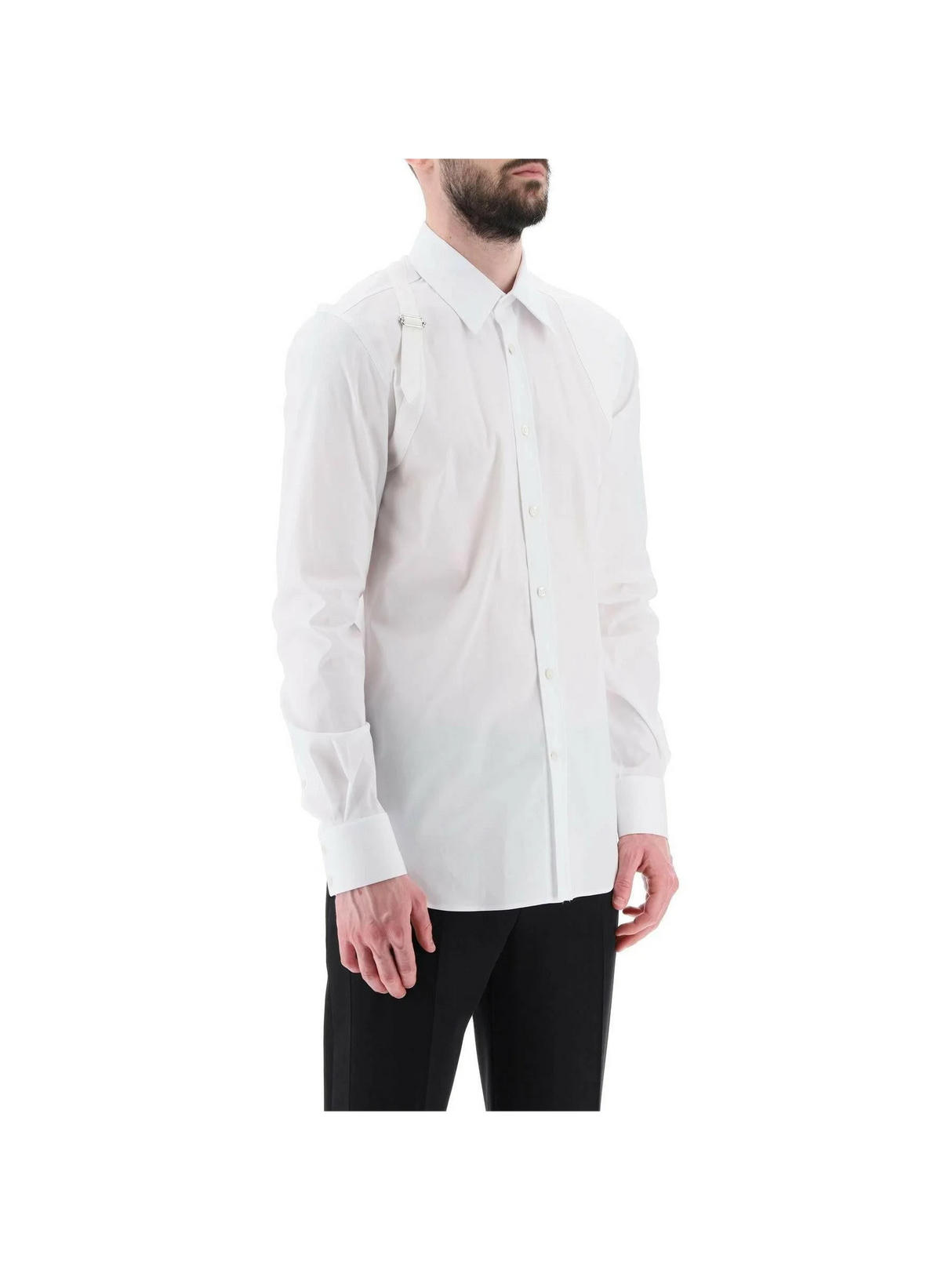 Stretch Cotton Harness Button-Up Shirt.