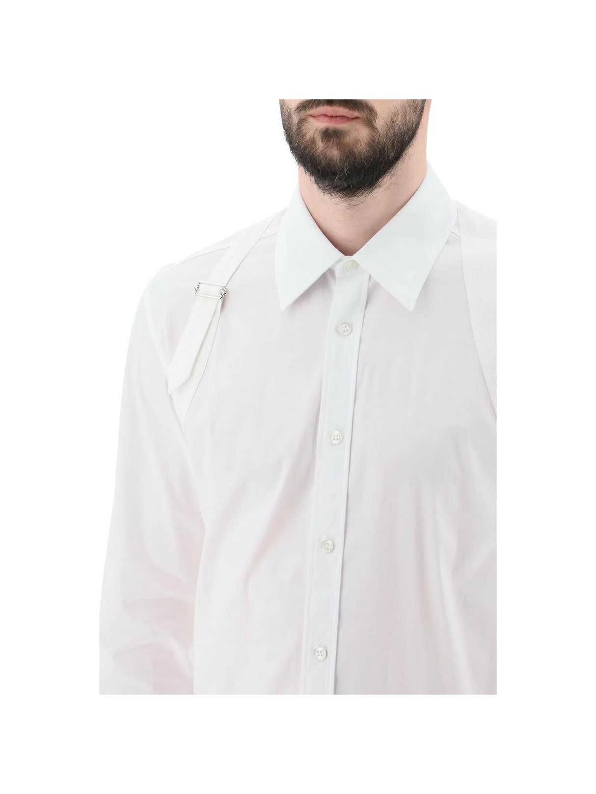 Stretch Cotton Harness Button-Up Shirt.