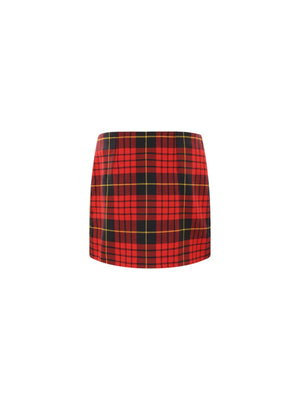 Tartan Wool Miniskirt-ALEXANDER MCQUEEN-JOHN JULIA