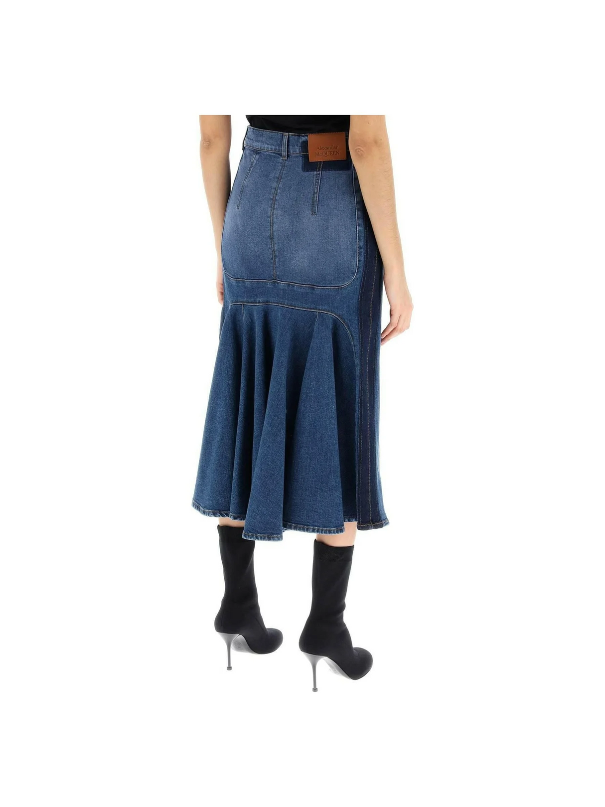 Washed Denim Midi Skirt ALEXANDER MCQUEEN JOHN JULIA.