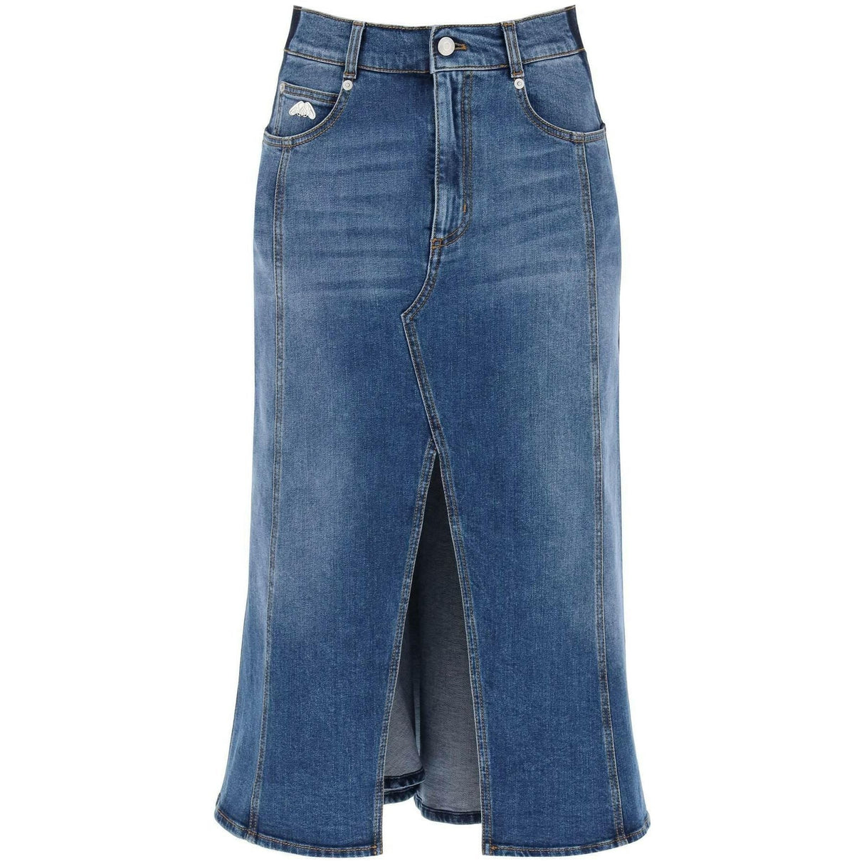 Washed Denim Midi Skirt ALEXANDER MCQUEEN JOHN JULIA.