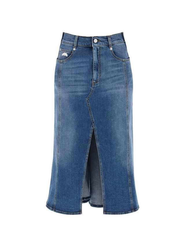 Washed Denim Midi Skirt ALEXANDER MCQUEEN JOHN JULIA.