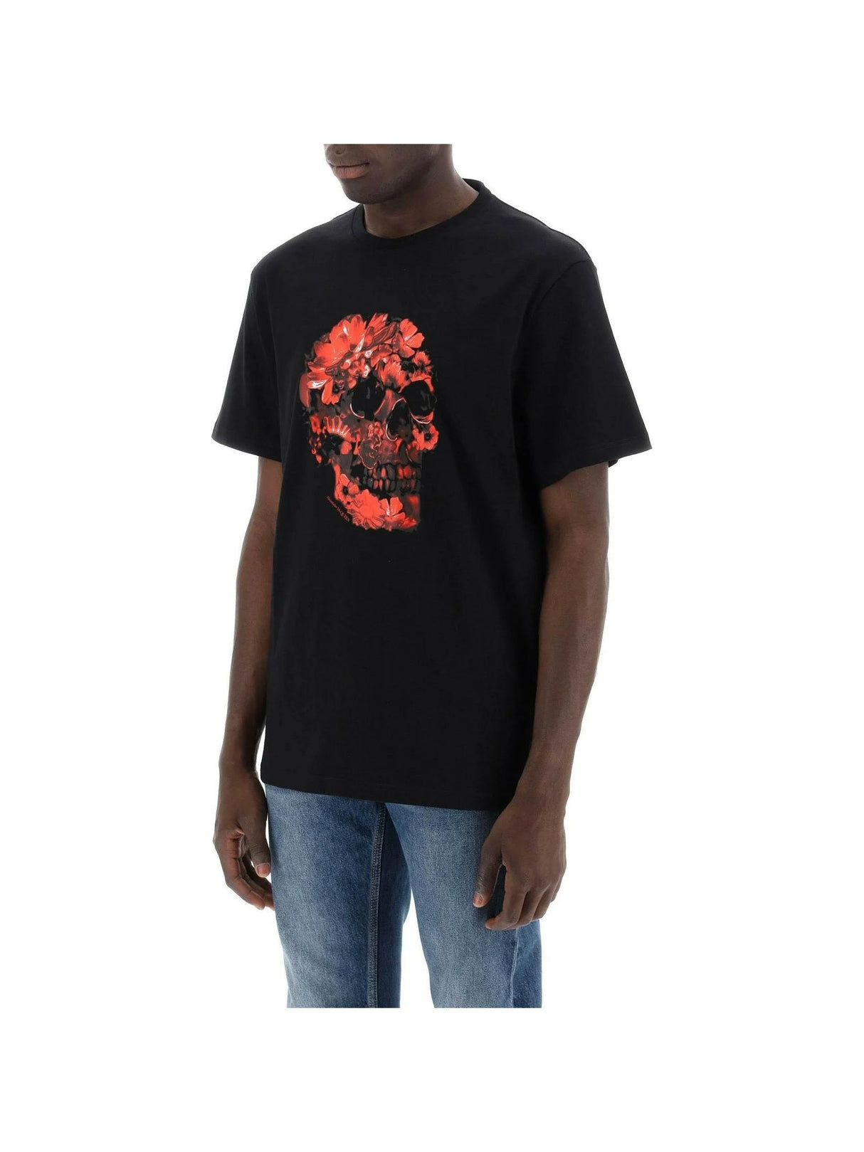 Wax Flower Skull Printed Organic Cotton T-Shirt.