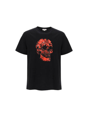 Wax Flower Skull Printed Organic Cotton T-Shirt.