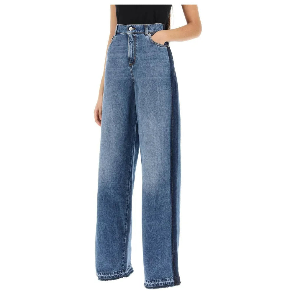 Wide-Leg Jeans With Contrasting Details ALEXANDER MCQUEEN JOHN JULIA.