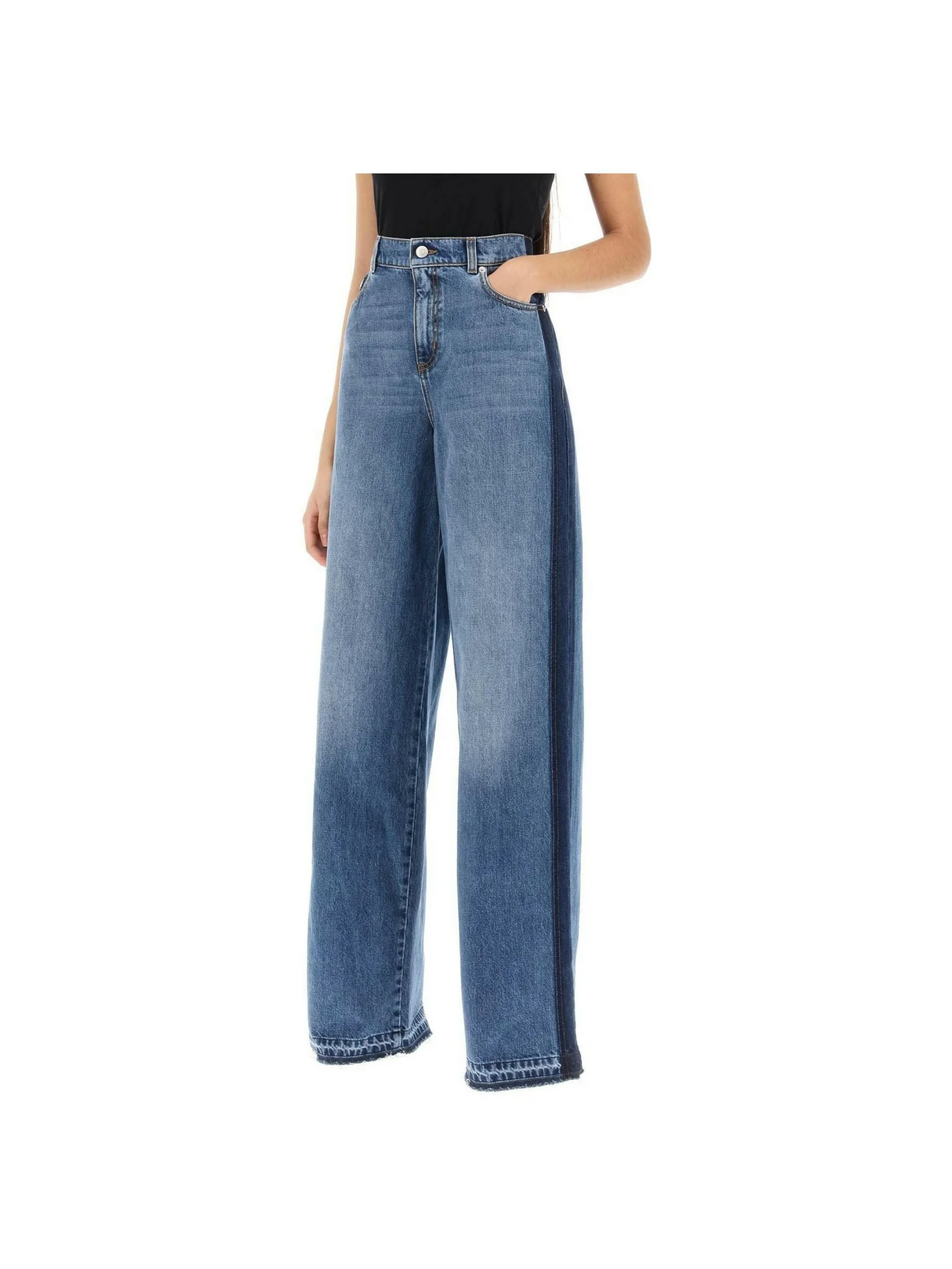 Wide-Leg Jeans With Contrasting Details ALEXANDER MCQUEEN JOHN JULIA.