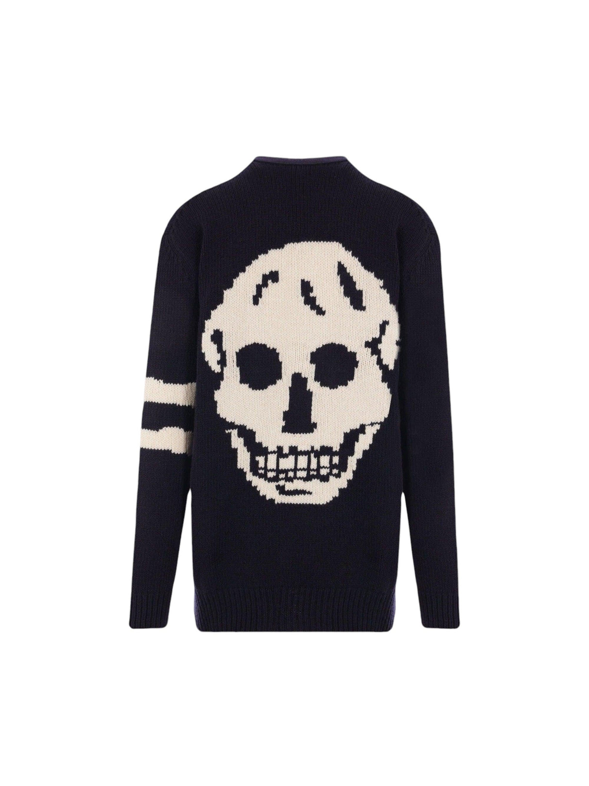 Wool and Cashmere Skull Intarsia Cardigan-ALEXANDER MCQUEEN-JOHN JULIA